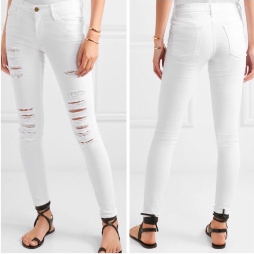 Frame Denim White Ripped Le Skinny de Jeanne
